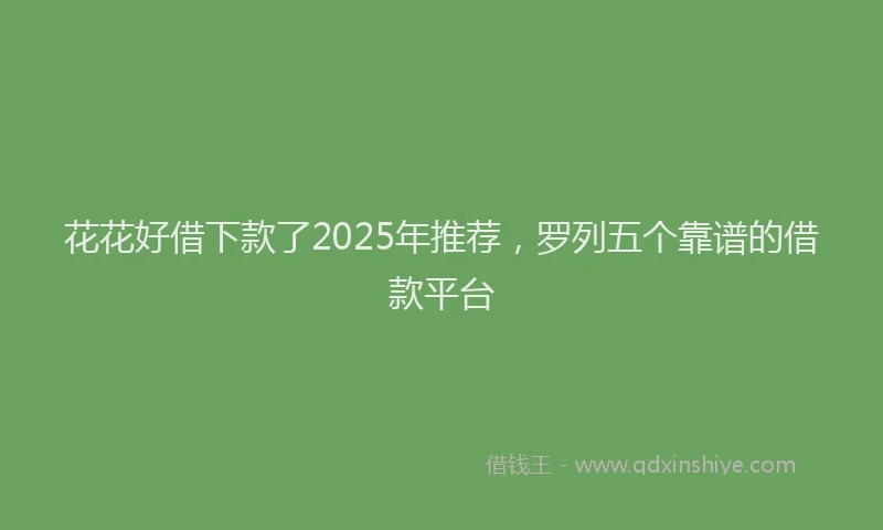 花花好借下款了2025年推荐，罗列五个靠谱的借款平台