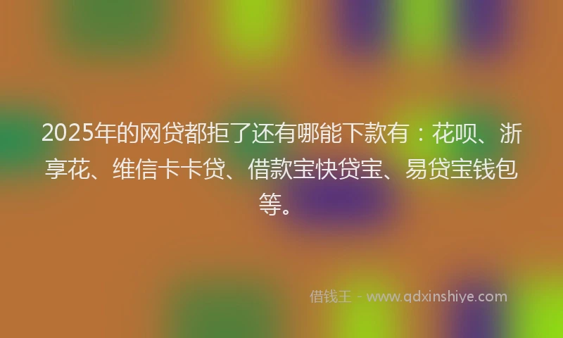 2025年的网贷都拒了还有哪能下款有：花呗、浙享花、维信卡卡贷、借款宝快贷宝、易贷宝钱包等。