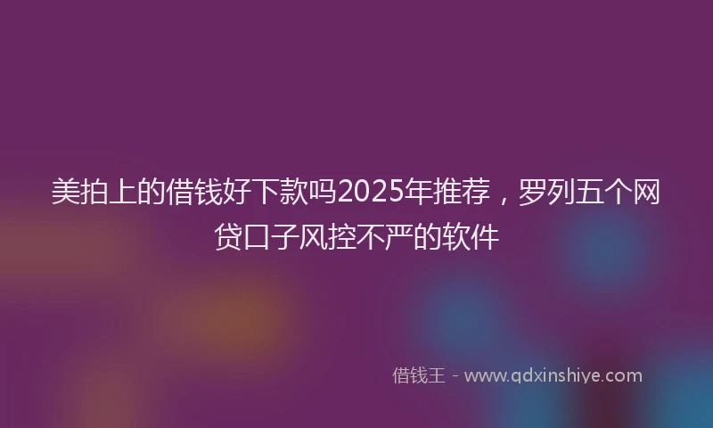 美拍上的借钱好下款吗2025年推荐，罗列五个网贷口子风控不严的软件