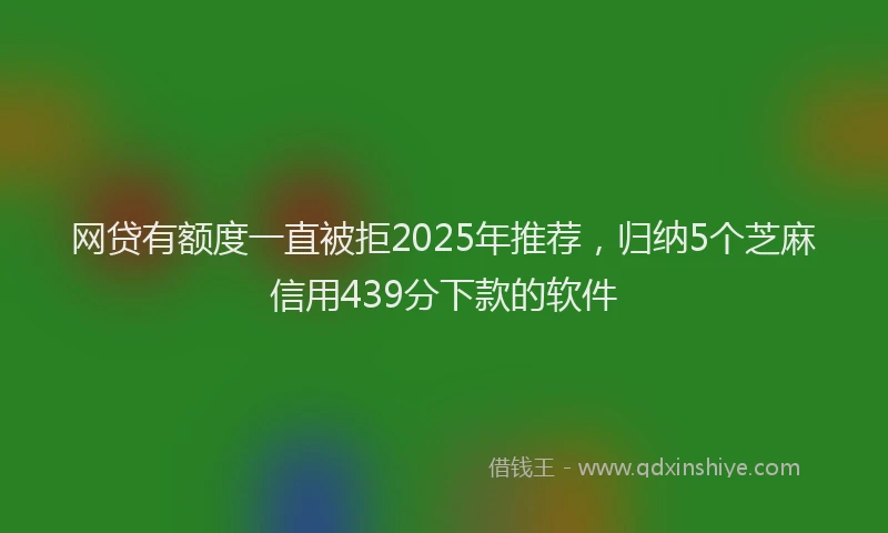 网贷有额度一直被拒2025年推荐，归纳5个芝麻信用439分下款的软件