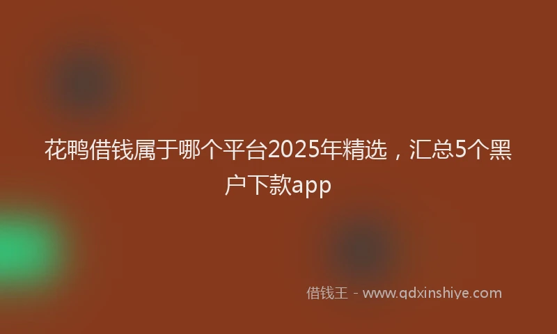 花鸭借钱属于哪个平台2025年精选，汇总5个黑户下款app