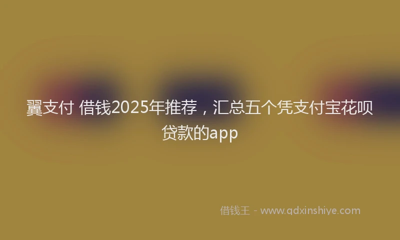 翼支付 借钱2025年推荐，汇总五个凭支付宝花呗贷款的app