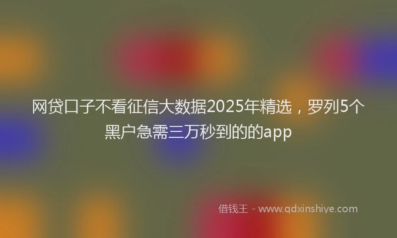 网贷口子不看征信大数据2025年精选，罗列5个黑户急需三万秒到的的app