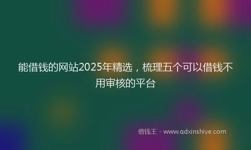 能借钱的网站2025年精选，梳理五个可以借钱不用审核的平台
