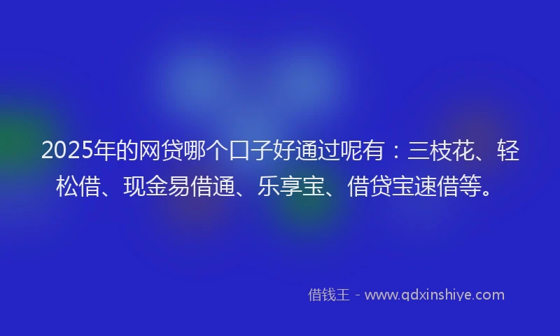 2025年的网贷哪个口子好通过呢有：三枝花、轻松借、现金易借通、乐享宝、借贷宝速借等。