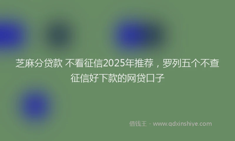 芝麻分贷款 不看征信2025年推荐，罗列五个不查征信好下款的网贷口子