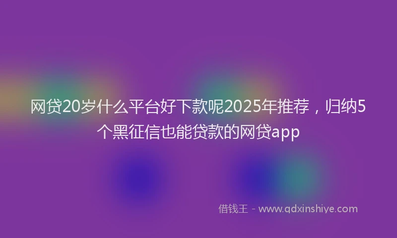 网贷20岁什么平台好下款呢2025年推荐，归纳5个黑征信也能贷款的网贷app
