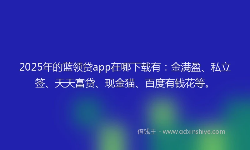 2025年的蓝领贷app在哪下载有：金满盈、私立签、天天富贷、现金猫、百度有钱花等。