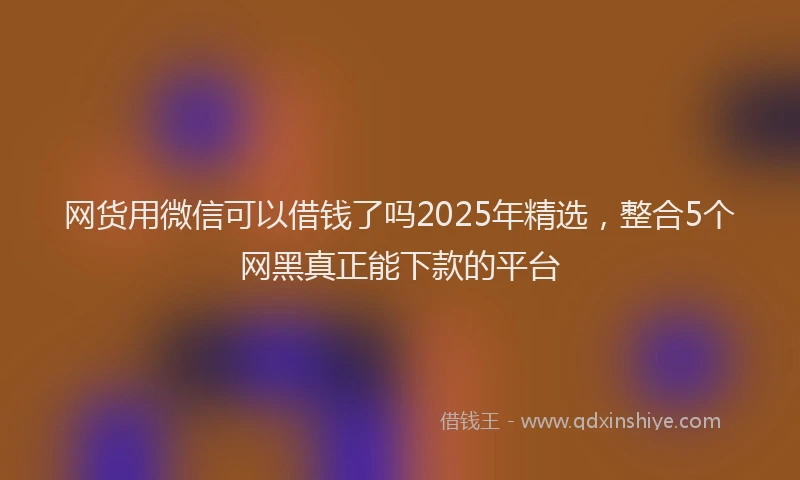 网货用微信可以借钱了吗2025年精选，整合5个网黑真正能下款的平台
