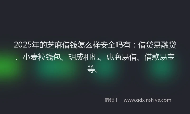 2025年的芝麻借钱怎么样安全吗有：借贷易融贷、小麦粒钱包、玥成租机、惠商易借、借款易宝等。