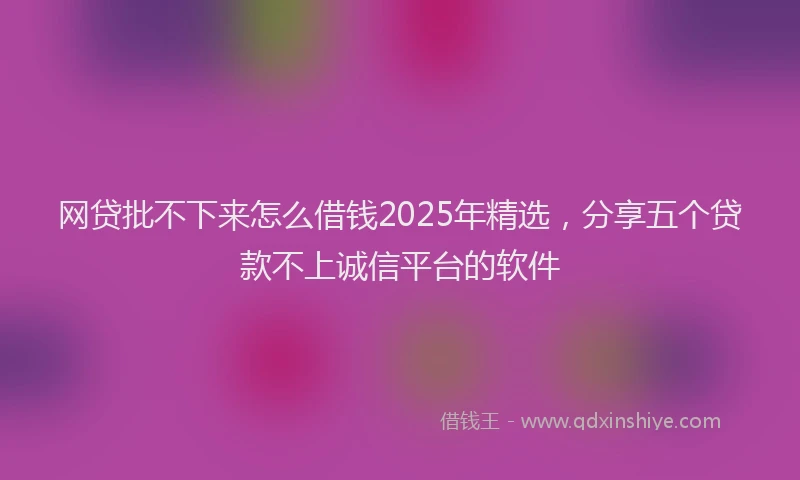 网贷批不下来怎么借钱2025年精选，分享五个贷款不上诚信平台的软件