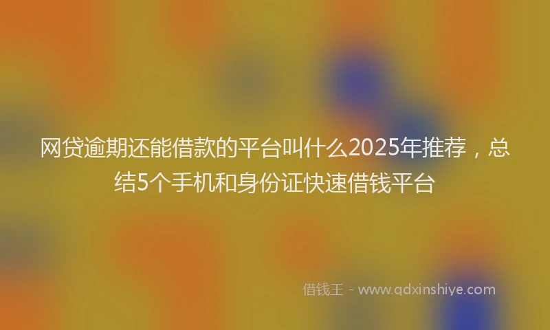 网贷逾期还能借款的平台叫什么2025年推荐，总结5个手机和身份证快速借钱平台