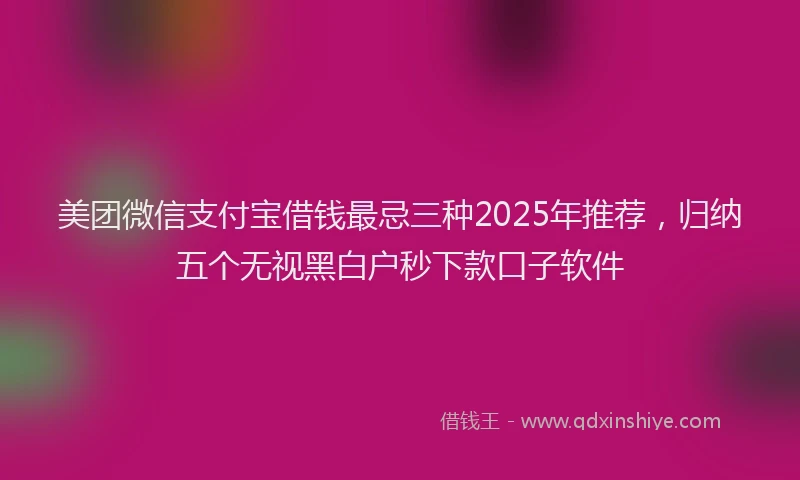 美团微信支付宝借钱最忌三种2025年推荐，归纳五个无视黑白户秒下款口子软件