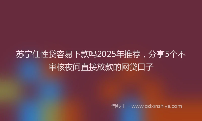 苏宁任性贷容易下款吗2025年推荐，分享5个不审核夜间直接放款的网贷口子