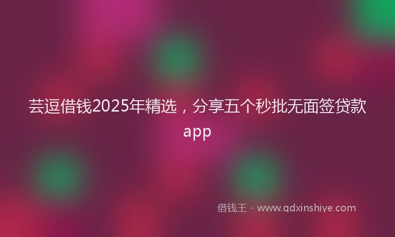 芸逗借钱2025年精选，分享五个秒批无面签贷款app