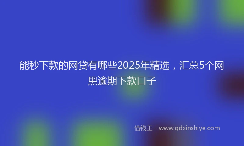 能秒下款的网贷有哪些2025年精选，汇总5个网黑逾期下款口子