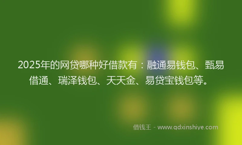 2025年的网贷哪种好借款有：融通易钱包、甄易借通、瑞泽钱包、天天金、易贷宝钱包等。