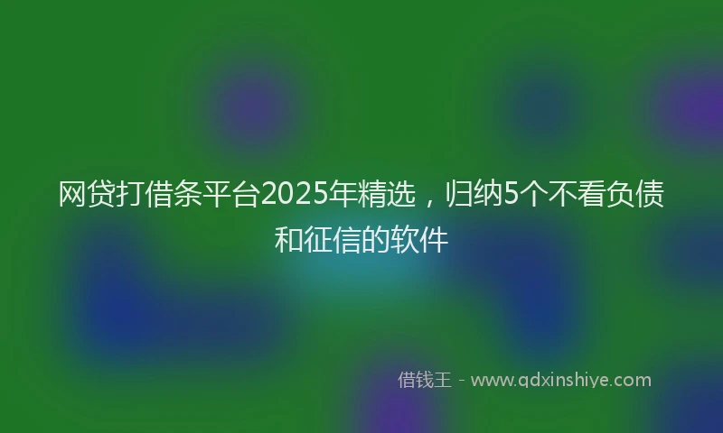 网贷打借条平台2025年精选，归纳5个不看负债和征信的软件