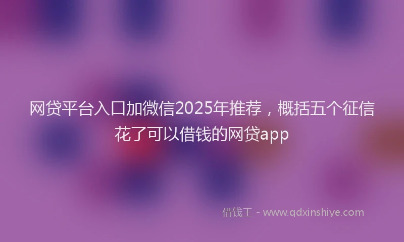 网贷平台入口加微信2025年推荐，概括五个征信花了可以借钱的网贷app