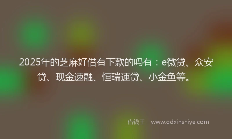 2025年的芝麻好借有下款的吗有：e微贷、众安贷、现金速融、恒瑞速贷、小金鱼等。