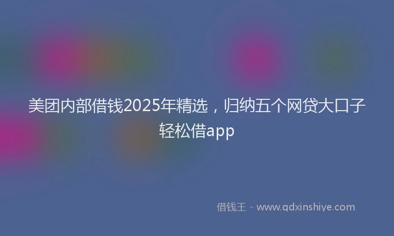 美团内部借钱2025年精选，归纳五个网贷大口子轻松借app