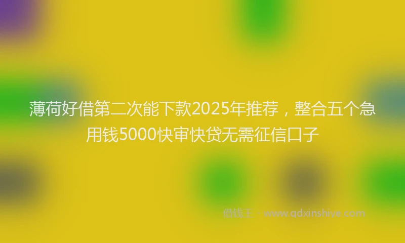 薄荷好借第二次能下款2025年推荐，整合五个急用钱5000快审快贷无需征信口子