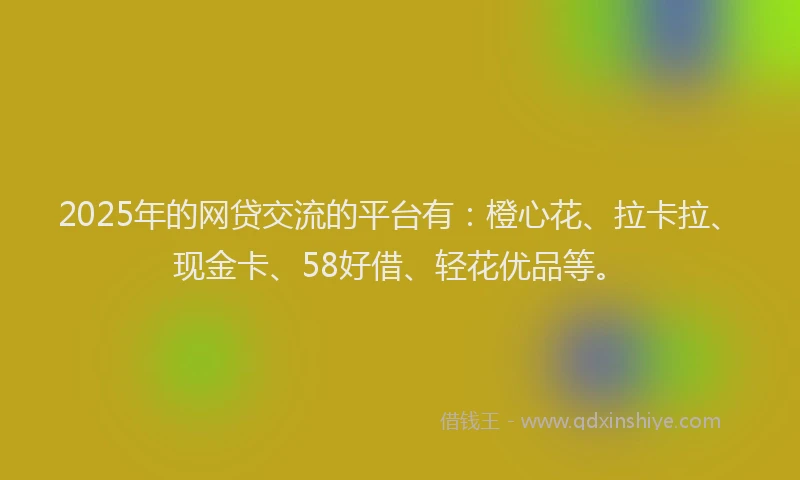 2025年的网贷交流的平台有：橙心花、拉卡拉、现金卡、58好借、轻花优品等。