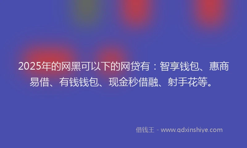 2025年的网黑可以下的网贷有：智享钱包、惠商易借、有钱钱包、现金秒借融、射手花等。