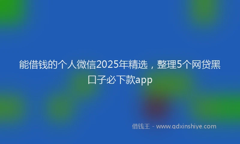 能借钱的个人微信2025年精选，整理5个网贷黑口子必下款app