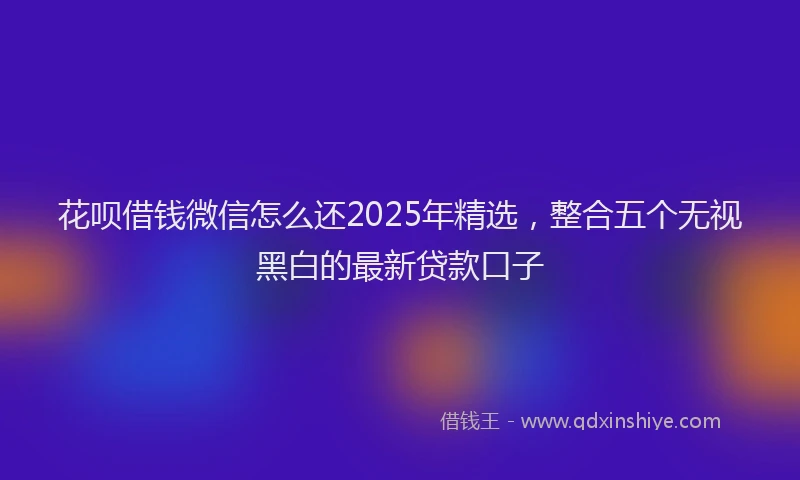 花呗借钱微信怎么还2025年精选，整合五个无视黑白的最新贷款口子