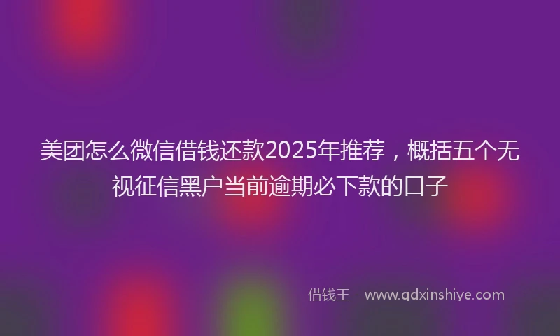 美团怎么微信借钱还款2025年推荐，概括五个无视征信黑户当前逾期必下款的口子