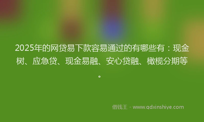 2025年的网贷易下款容易通过的有哪些有：现金树、应急贷、现金易融、安心贷融、橄榄分期等。