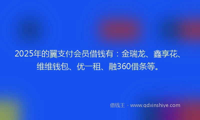 2025年的翼支付会员借钱有：金瑞龙、鑫享花、维维钱包、优一租、融360借条等。