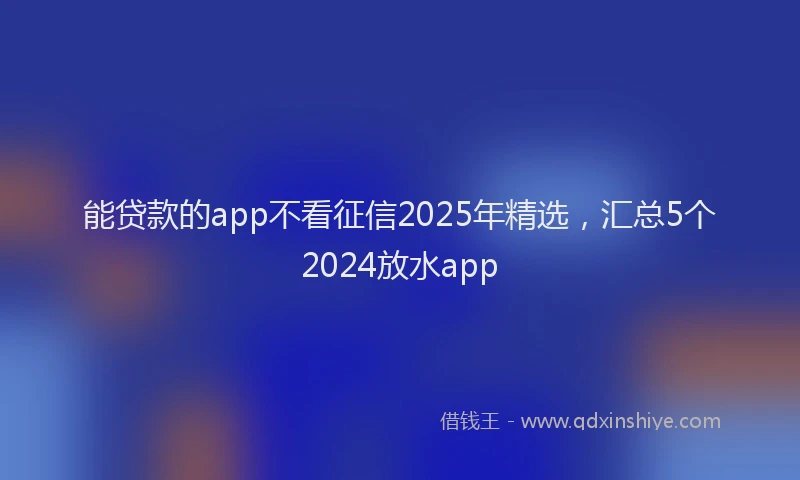 能贷款的app不看征信2025年精选，汇总5个2024放水app