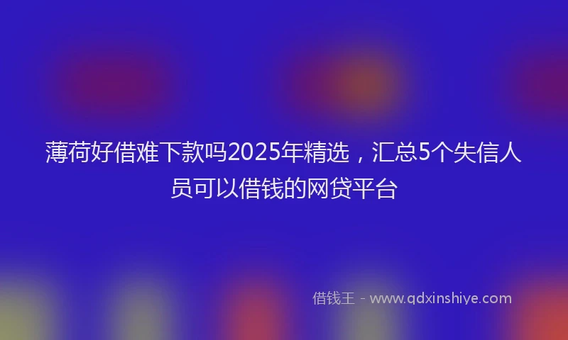 薄荷好借难下款吗2025年精选，汇总5个失信人员可以借钱的网贷平台