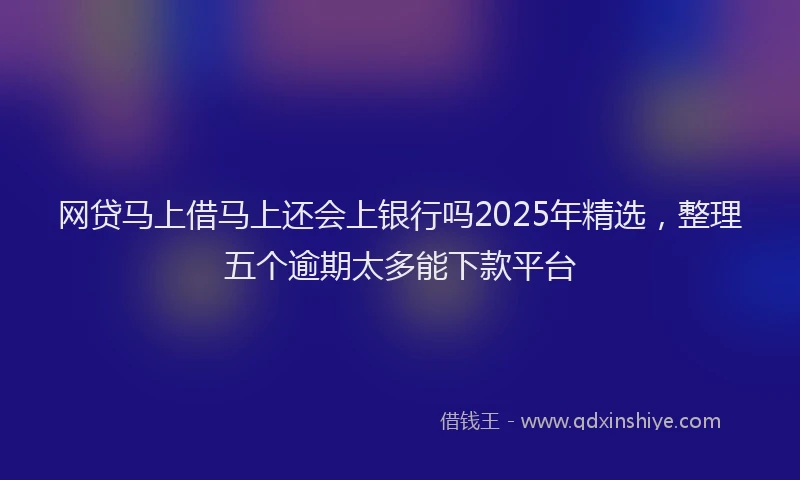 网贷马上借马上还会上银行吗2025年精选，整理五个逾期太多能下款平台