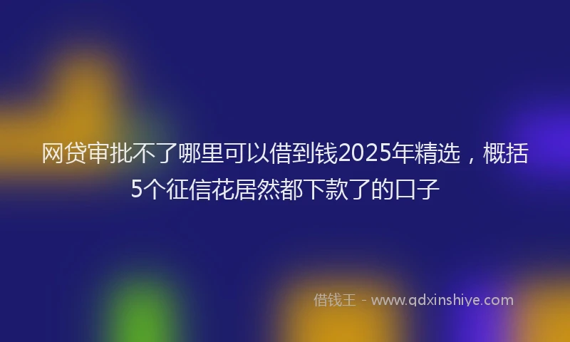 网贷审批不了哪里可以借到钱2025年精选，概括5个征信花居然都下款了的口子