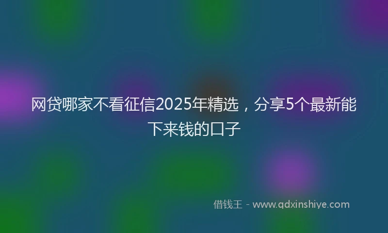网贷哪家不看征信2025年精选，分享5个最新能下来钱的口子