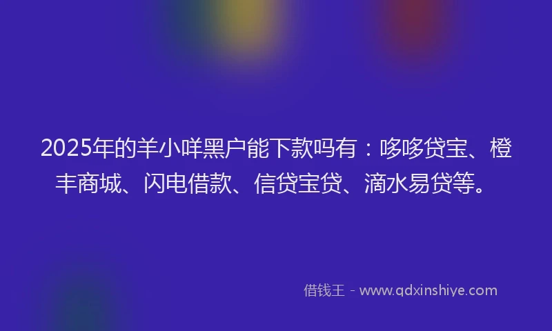 2025年的羊小咩黑户能下款吗有：哆哆贷宝、橙丰商城、闪电借款、信贷宝贷、滴水易贷等。