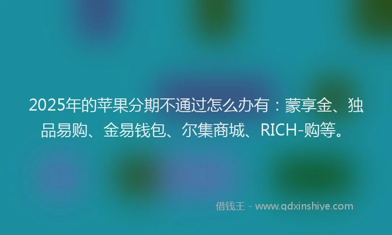 2025年的苹果分期不通过怎么办有：蒙享金、独品易购、金易钱包、尔集商城、RICH-购等。