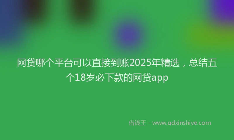 网贷哪个平台可以直接到账2025年精选，总结五个18岁必下款的网贷app