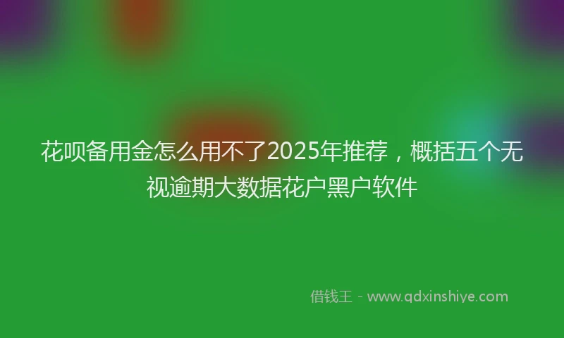 花呗备用金怎么用不了2025年推荐，概括五个无视逾期大数据花户黑户软件