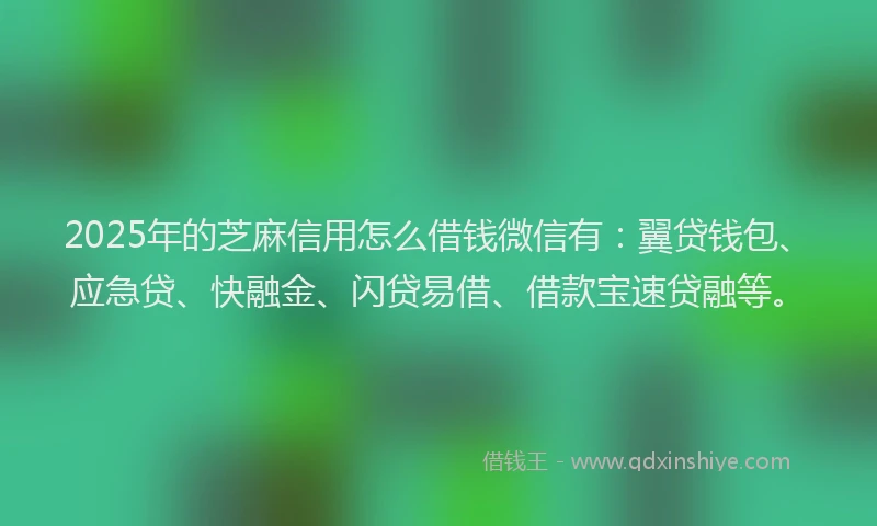 2025年的芝麻信用怎么借钱微信有：翼贷钱包、应急贷、快融金、闪贷易借、借款宝速贷融等。