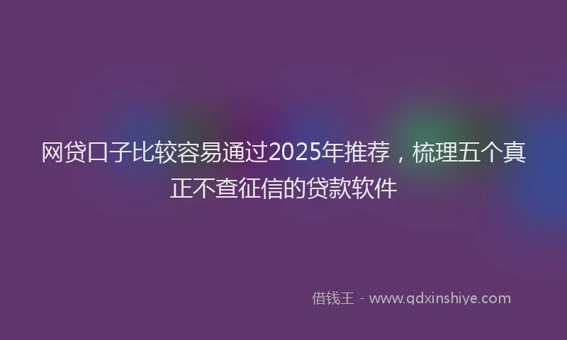 网贷口子比较容易通过2025年推荐，梳理五个真正不查征信的贷款软件