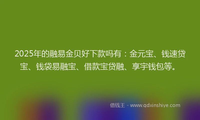 2025年的融易金贝好下款吗有：金元宝、钱速贷宝、钱袋易融宝、借款宝贷融、享宇钱包等。