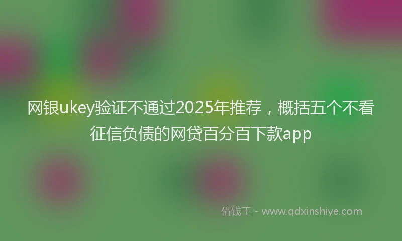 网银ukey验证不通过2025年推荐，概括五个不看征信负债的网贷百分百下款app