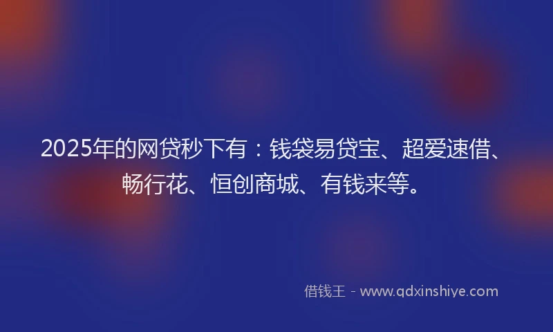 2025年的网贷秒下有：钱袋易贷宝、超爱速借、畅行花、恒创商城、有钱来等。
