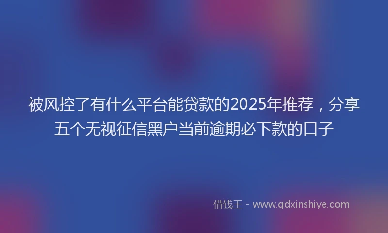 被风控了有什么平台能贷款的2025年推荐，分享五个无视征信黑户当前逾期必下款的口子