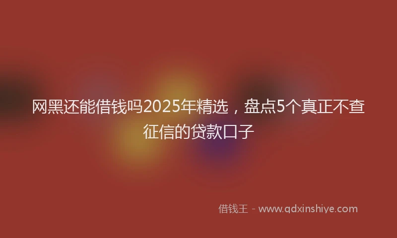 网黑还能借钱吗2025年精选，盘点5个真正不查征信的贷款口子