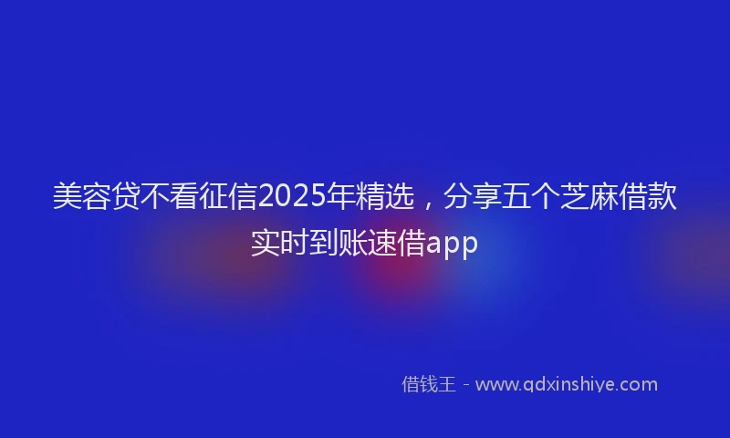 美容贷不看征信2025年精选，分享五个芝麻借款实时到账速借app